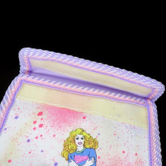 Vintage Barbie Mattel 1989 School Collection Wallet Pink Purple Paint Splatter - Picture 2 of 6
